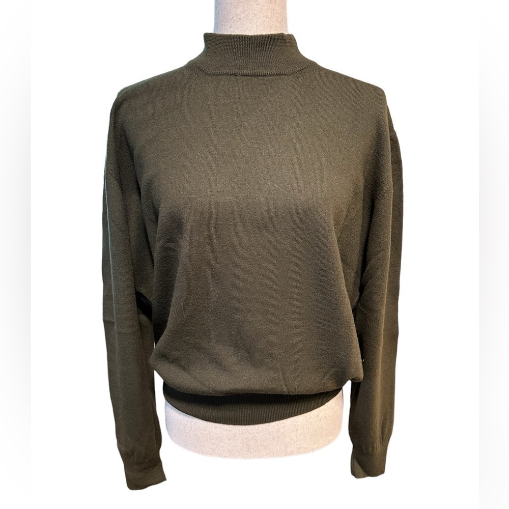 Gran Sasso Italian Wool Mock Turtleneck Sweater. Olive color